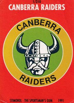 1991 Stimorol NRL #1 Crest - Raiders Front